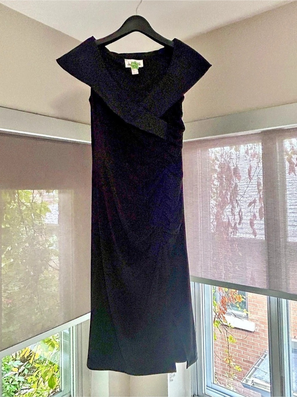 Joseph Ribkoff Wrap Front Midi Dress in Black Size 6 Like New